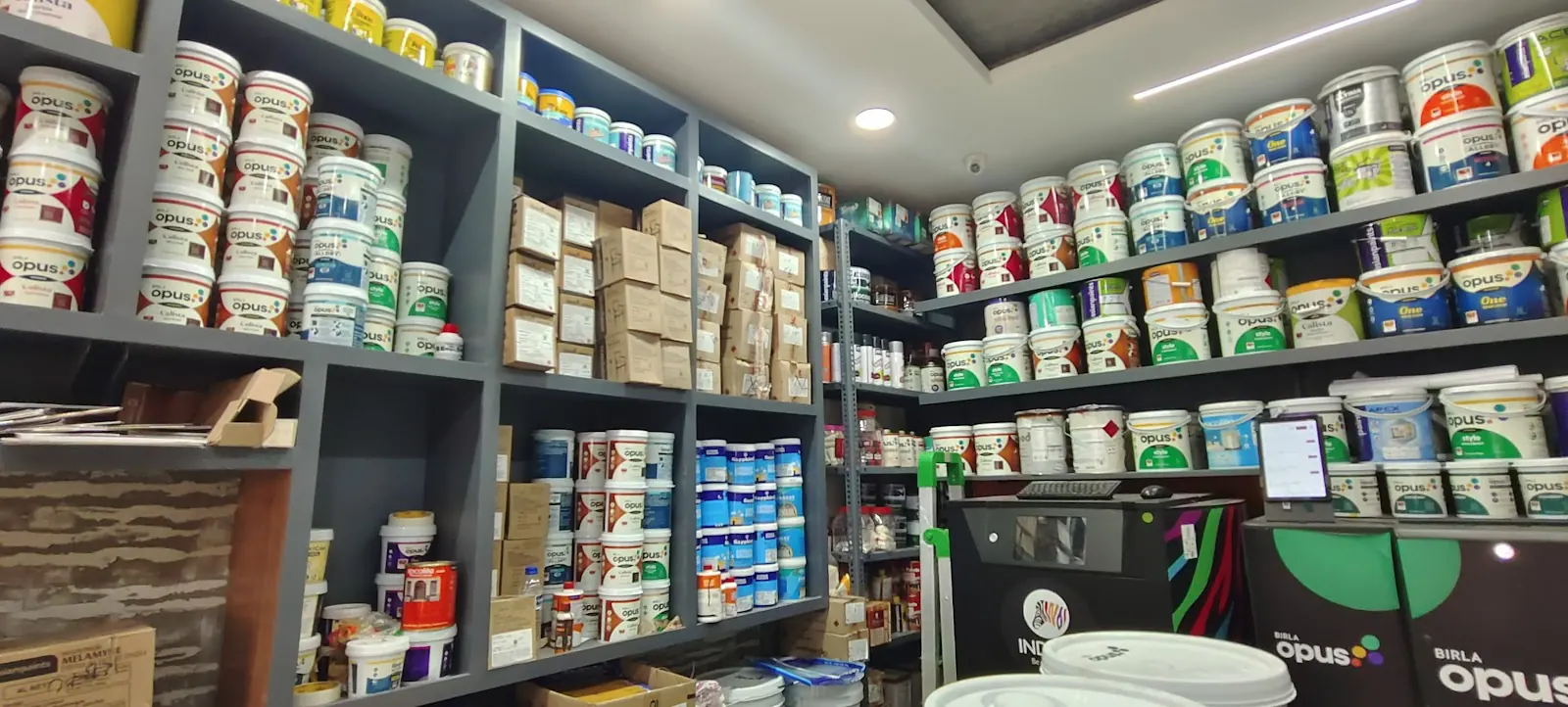 Wide view of store shelves